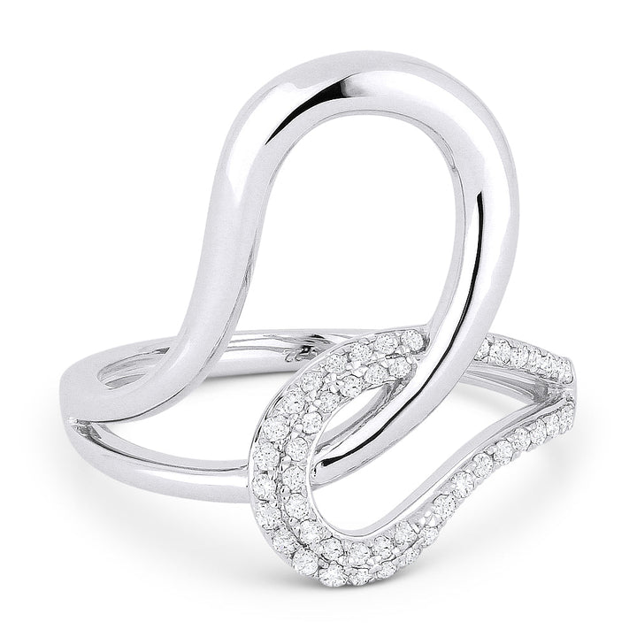 Beautiful Hand Crafted 14K White Gold White Diamond Milano Collection Ring