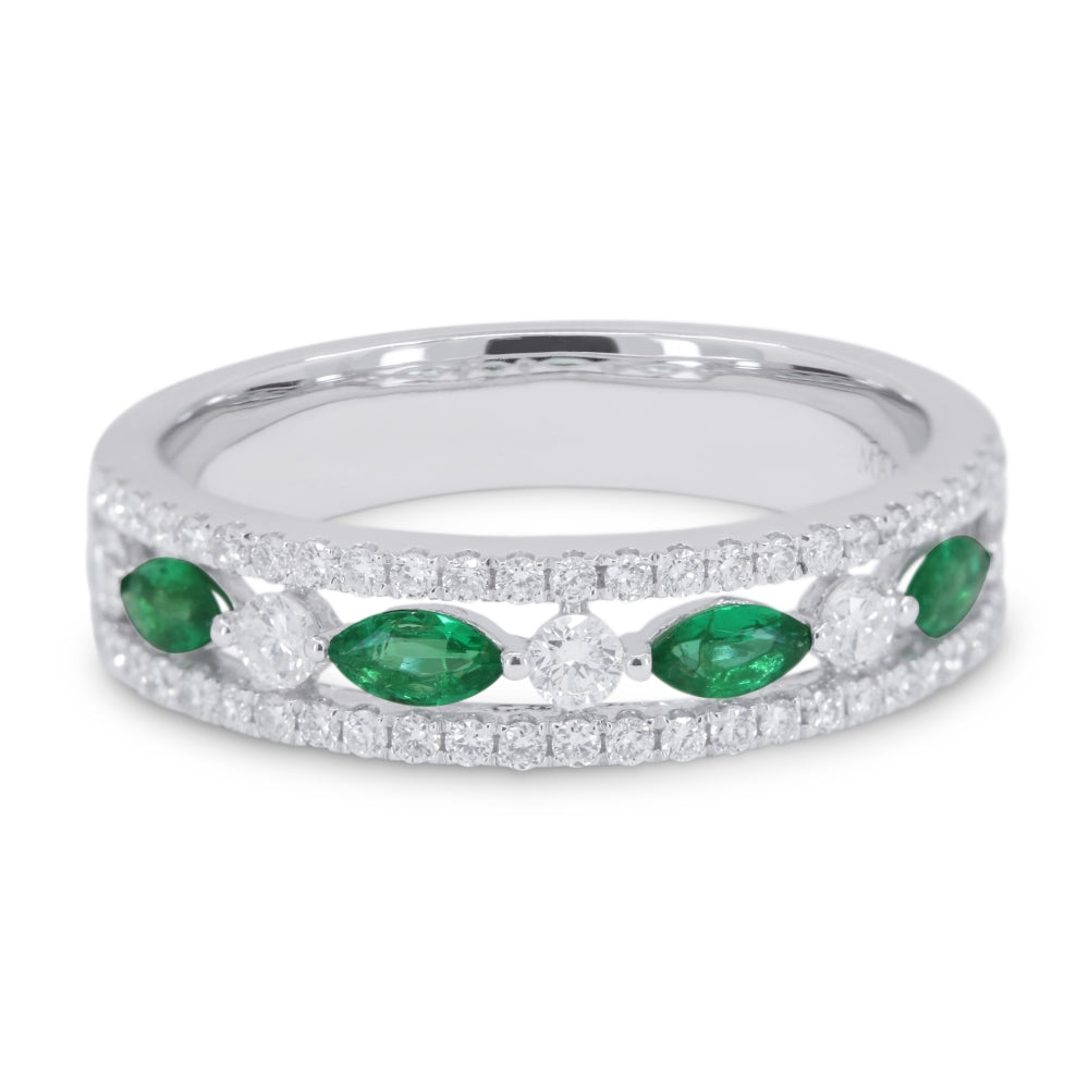 Beautiful Hand Crafted 14K Yellow Gold  Emerald And Diamond Arianna Collection Ring