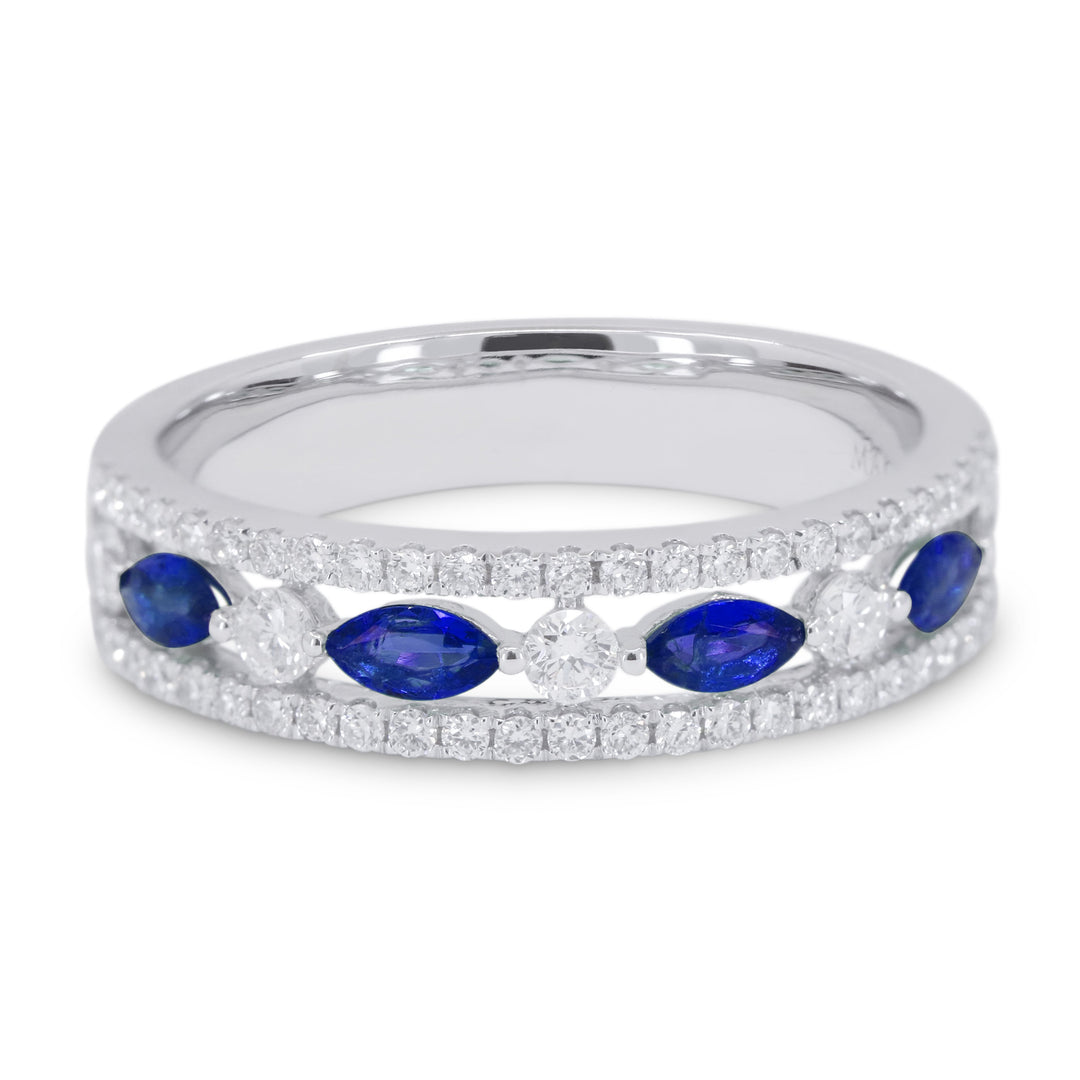 Beautiful Hand Crafted 14K White Gold  Sapphire And Diamond Arianna Collection Ring