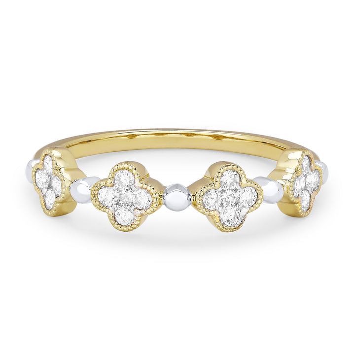 Beautiful Hand Crafted 14K Yellow Gold White Diamond Milano Collection Ring