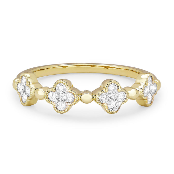 Beautiful Hand Crafted 14K Yellow Gold White Diamond Milano Collection Ring