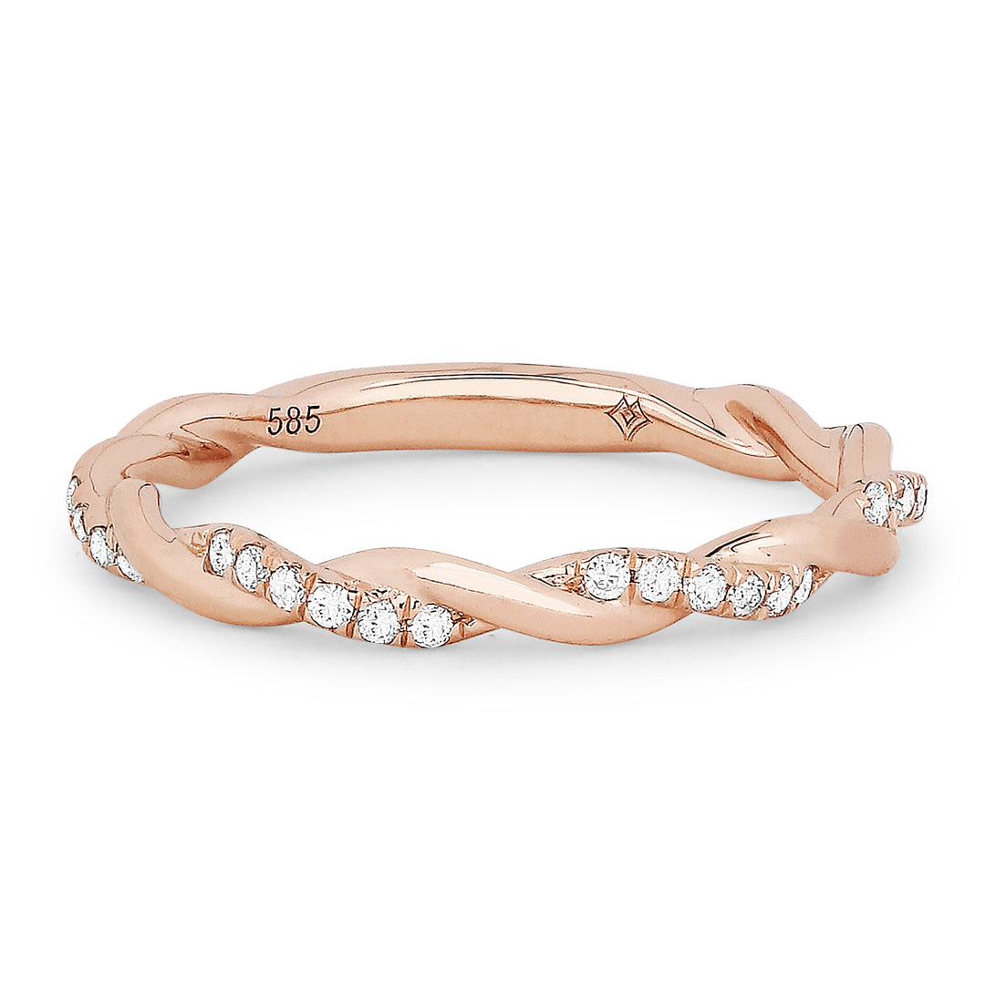 Beautiful Hand Crafted 14K Rose Gold White Diamond Bridal Collection Ring