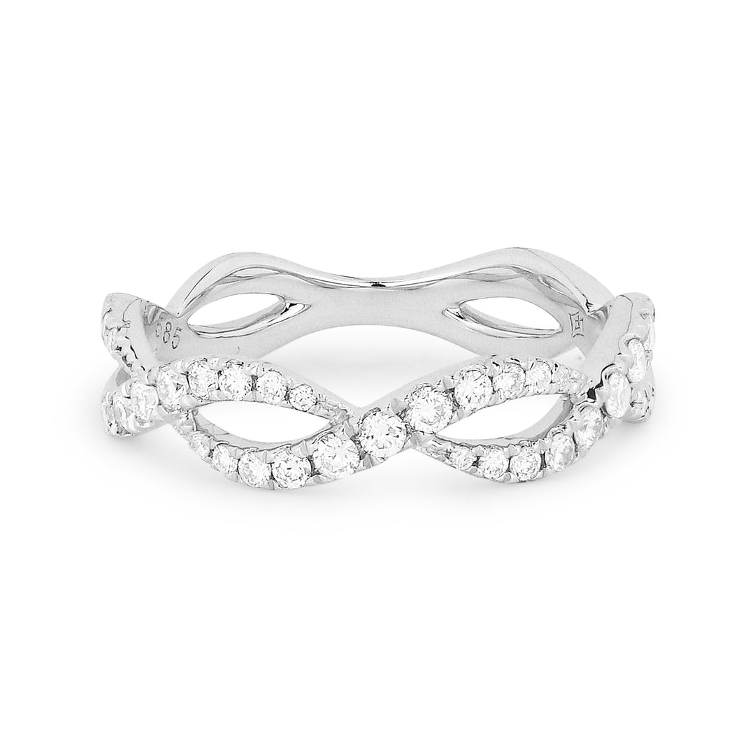 Beautiful Hand Crafted 14K White Gold White Diamond Milano Collection Ring