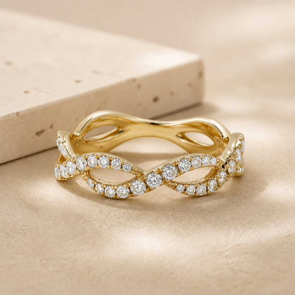 R1424 - 14K Gold Diamond Stackable Ring