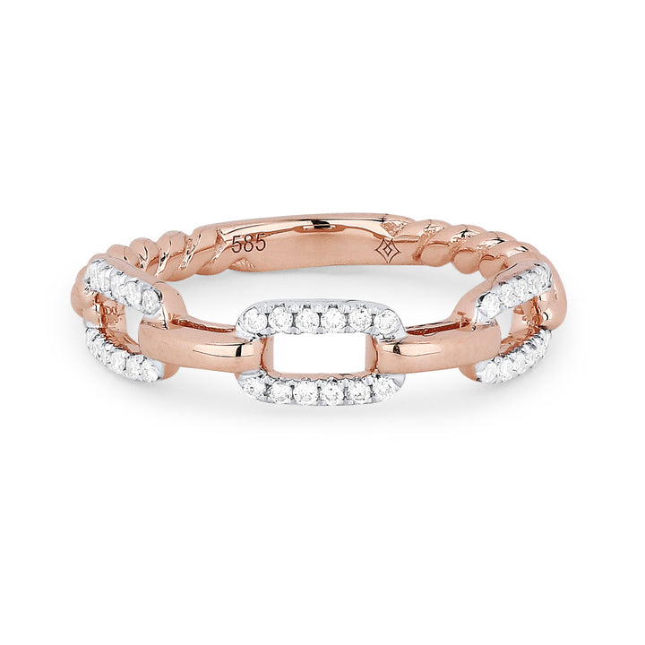 Beautiful Hand Crafted 14K Rose Gold White Diamond Milano Collection Ring
