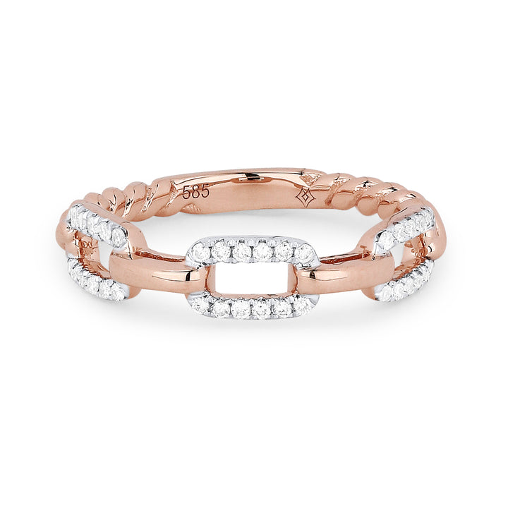 Beautiful Hand Crafted 14K Rose Gold White Diamond Milano Collection Ring