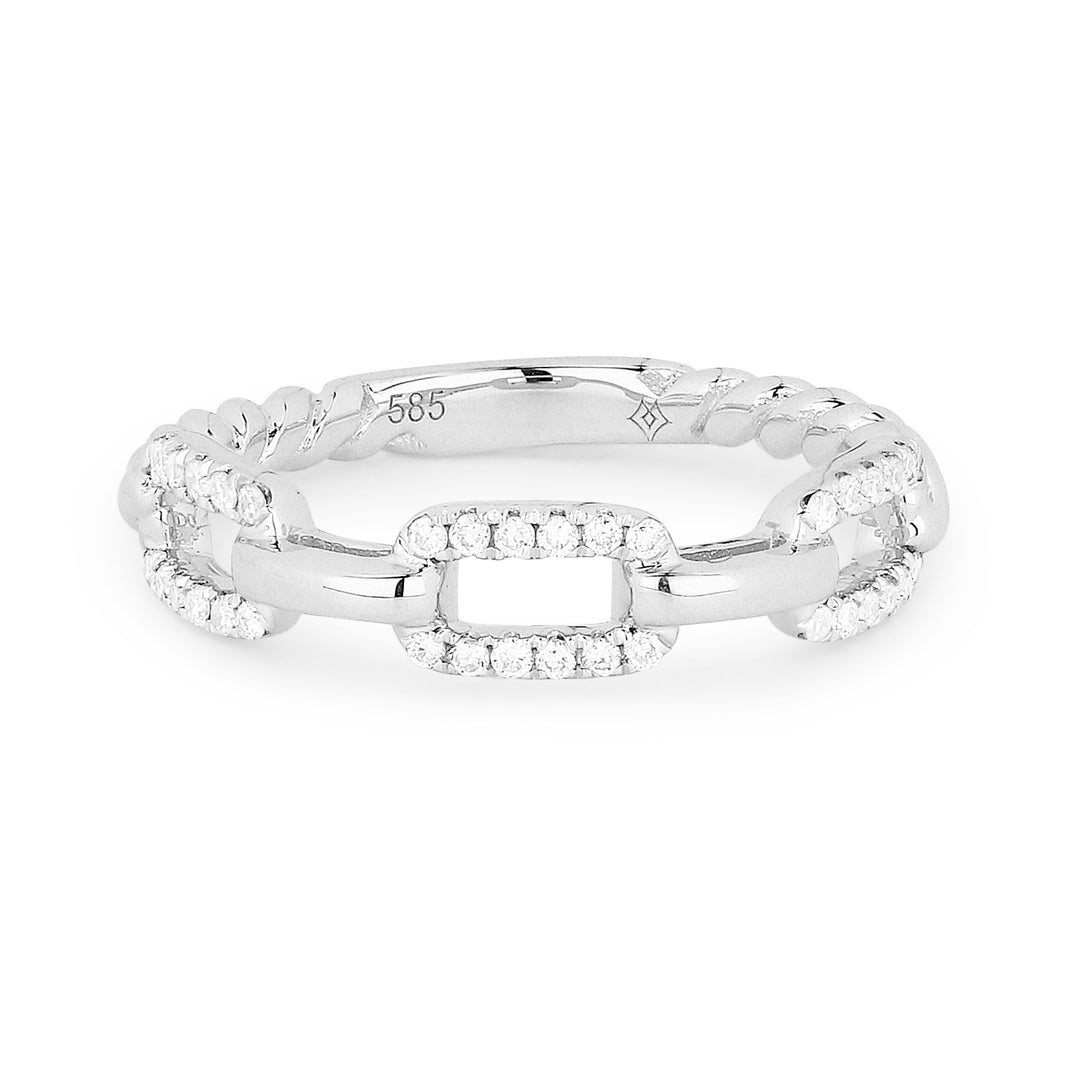 Beautiful Hand Crafted 14K White Gold White Diamond Milano Collection Ring