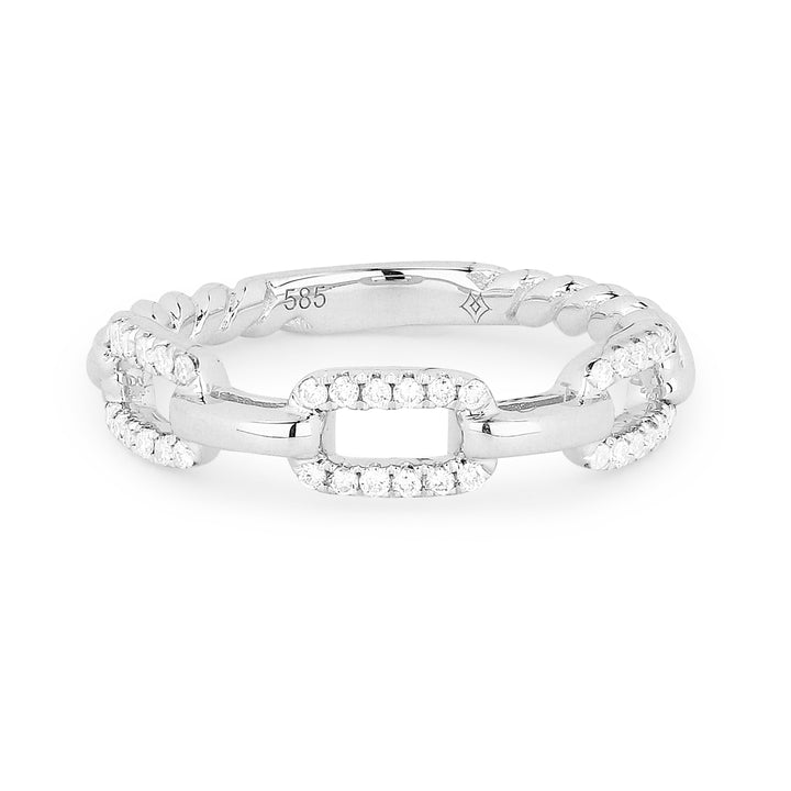 Beautiful Hand Crafted 14K White Gold White Diamond Milano Collection Ring