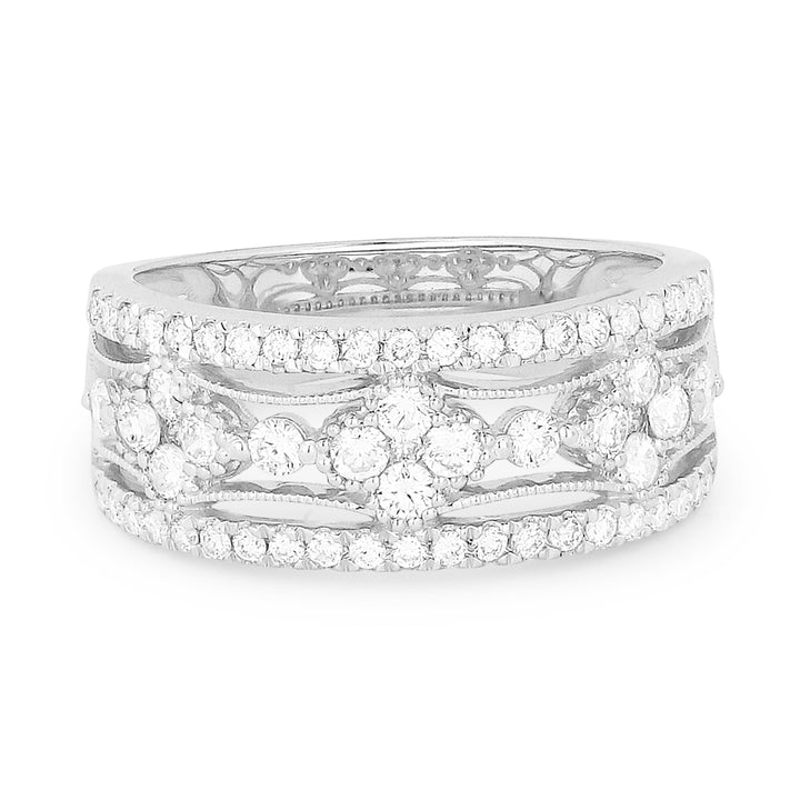 Beautiful Hand Crafted 14K White Gold White Diamond Milano Collection Ring