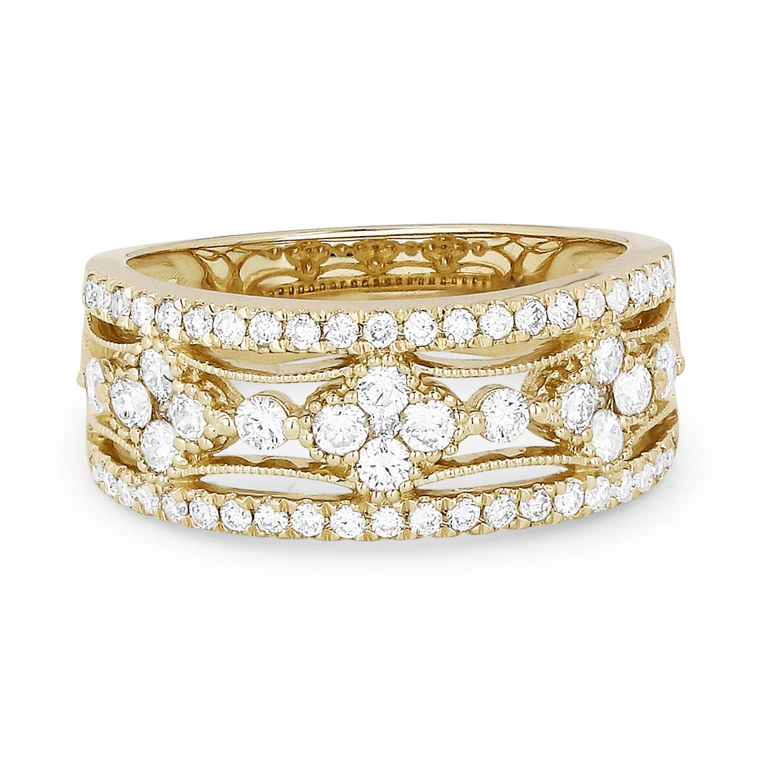 Beautiful Hand Crafted 14K Yellow Gold White Diamond Milano Collection Ring
