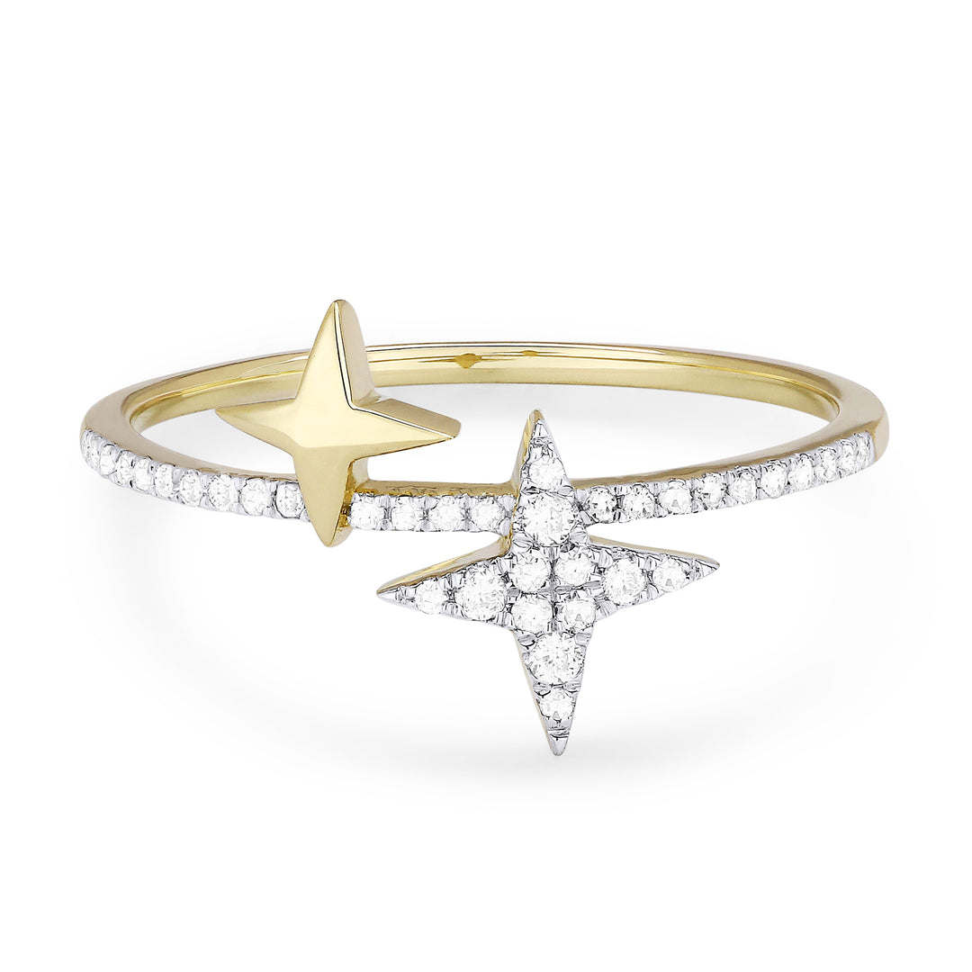 Beautiful Hand Crafted 14K Yellow Gold White Diamond Milano Collection Ring