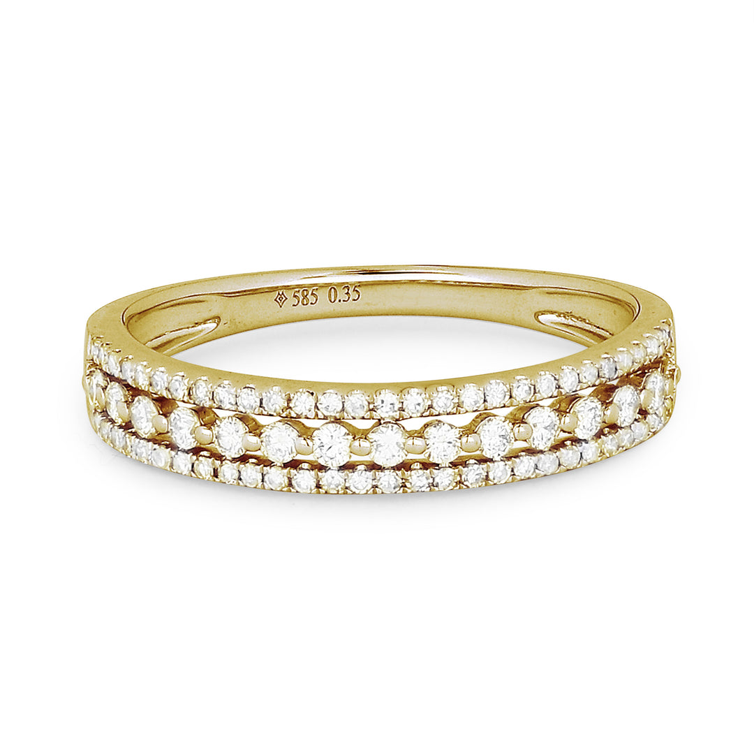 Beautiful Hand Crafted 14K Yellow Gold White Diamond Milano Collection Ring