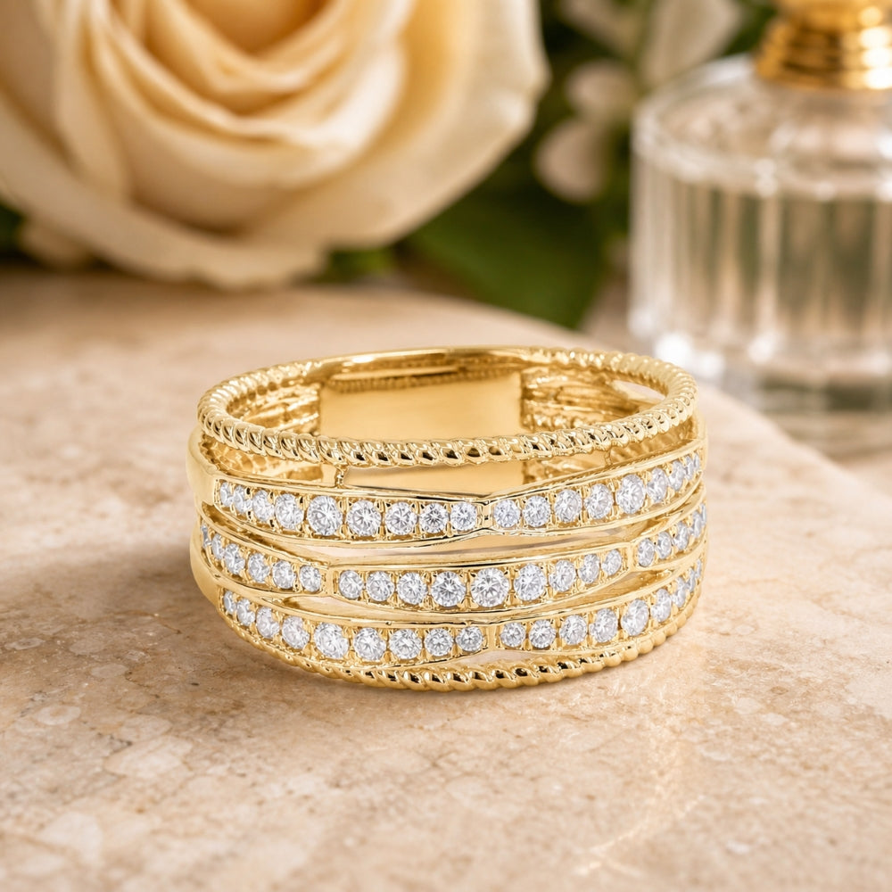 R1441 - 14K Yellow Gold Diamond Cocktail Ring