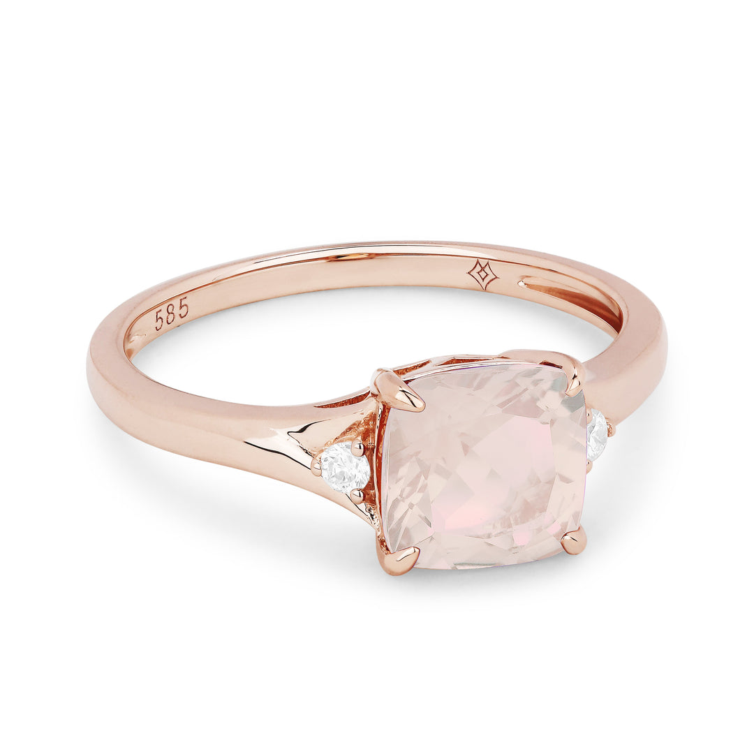 Beautiful Hand Crafted 14K Rose Gold 7MM Created Morganite And Diamond Eclectica Collection Ring