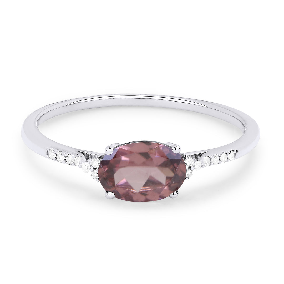 Beautiful Hand Crafted 14K White Gold 7X5MM Tanzanite And Diamond Essentials Collection Ring