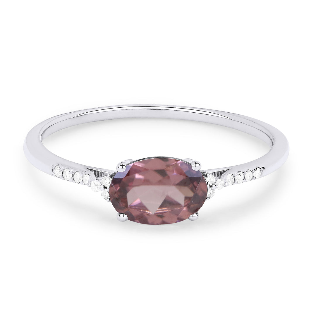 Beautiful Hand Crafted 14K White Gold 7X5MM Tanzanite And Diamond Essentials Collection Ring