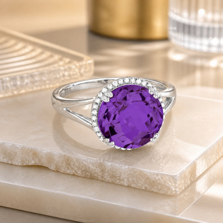 R1445 - 14K Gold Amethyst & Citrine Round Ring