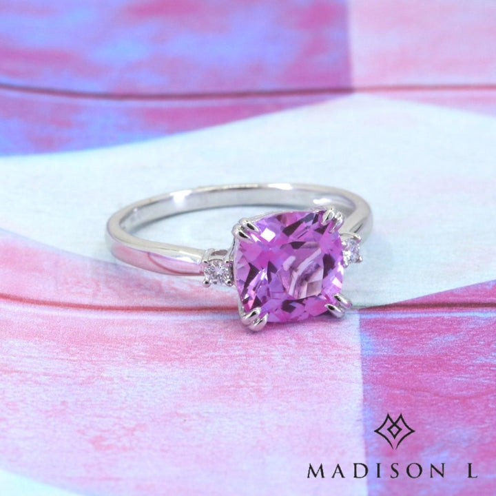 White Gold / Created Pink Sapphire