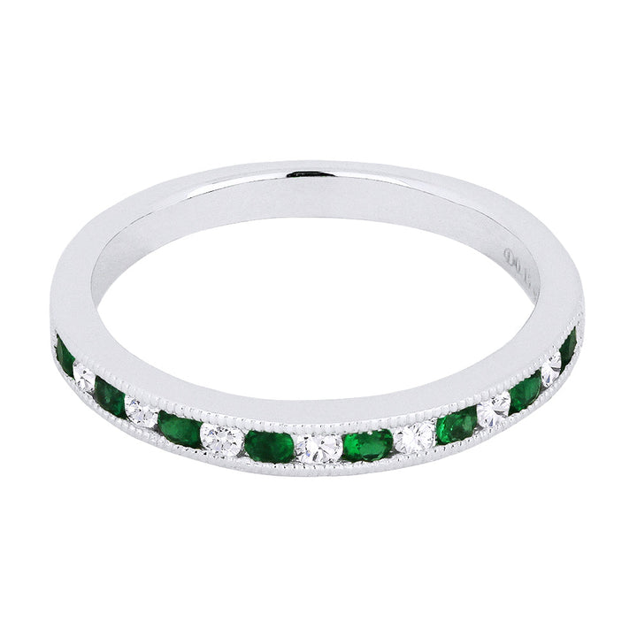 Beautiful Hand Crafted 18K White Gold  Emerald And Diamond Arianna Collection Ring