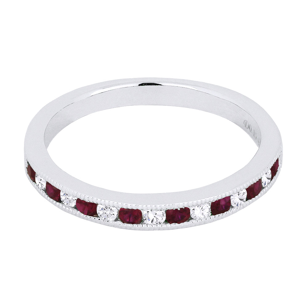 Beautiful Hand Crafted 18K White Gold  Ruby And Diamond Arianna Collection Ring