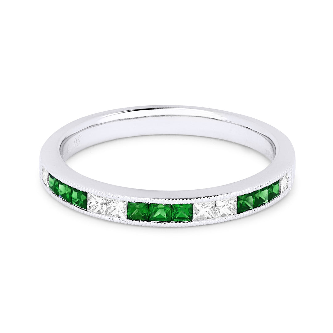 Beautiful Hand Crafted 18K White Gold  Emerald And Diamond Arianna Collection Ring