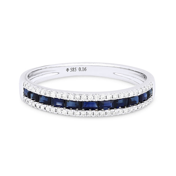 Beautiful Hand Crafted 14K White Gold 2X2MM Sapphire And Diamond Arianna Collection Ring