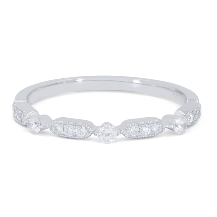 Beautiful Hand Crafted 14K White Gold White Diamond Bridal Collection Ring