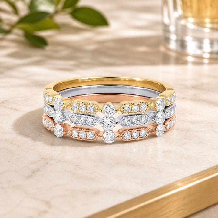 R1453 - 14K Gold Diamond Stackable Ring
