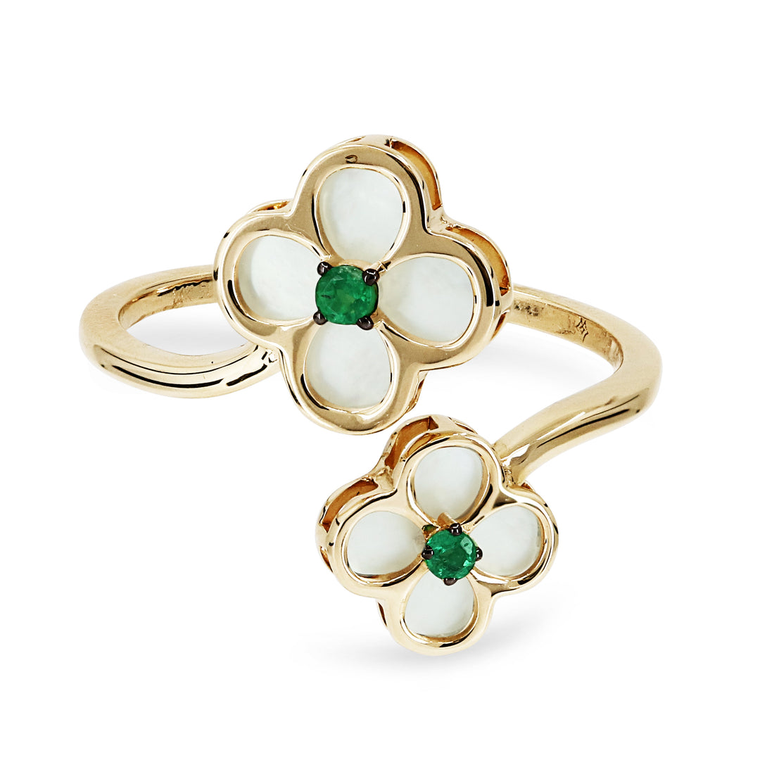 Beautiful Hand Crafted 14K Yellow Gold  Emerald And Diamond Arianna Collection Ring