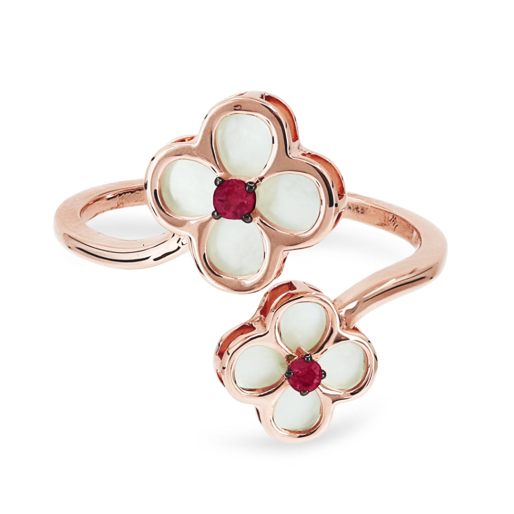 Beautiful Hand Crafted 14K Rose Gold  Ruby And Diamond Arianna Collection Ring