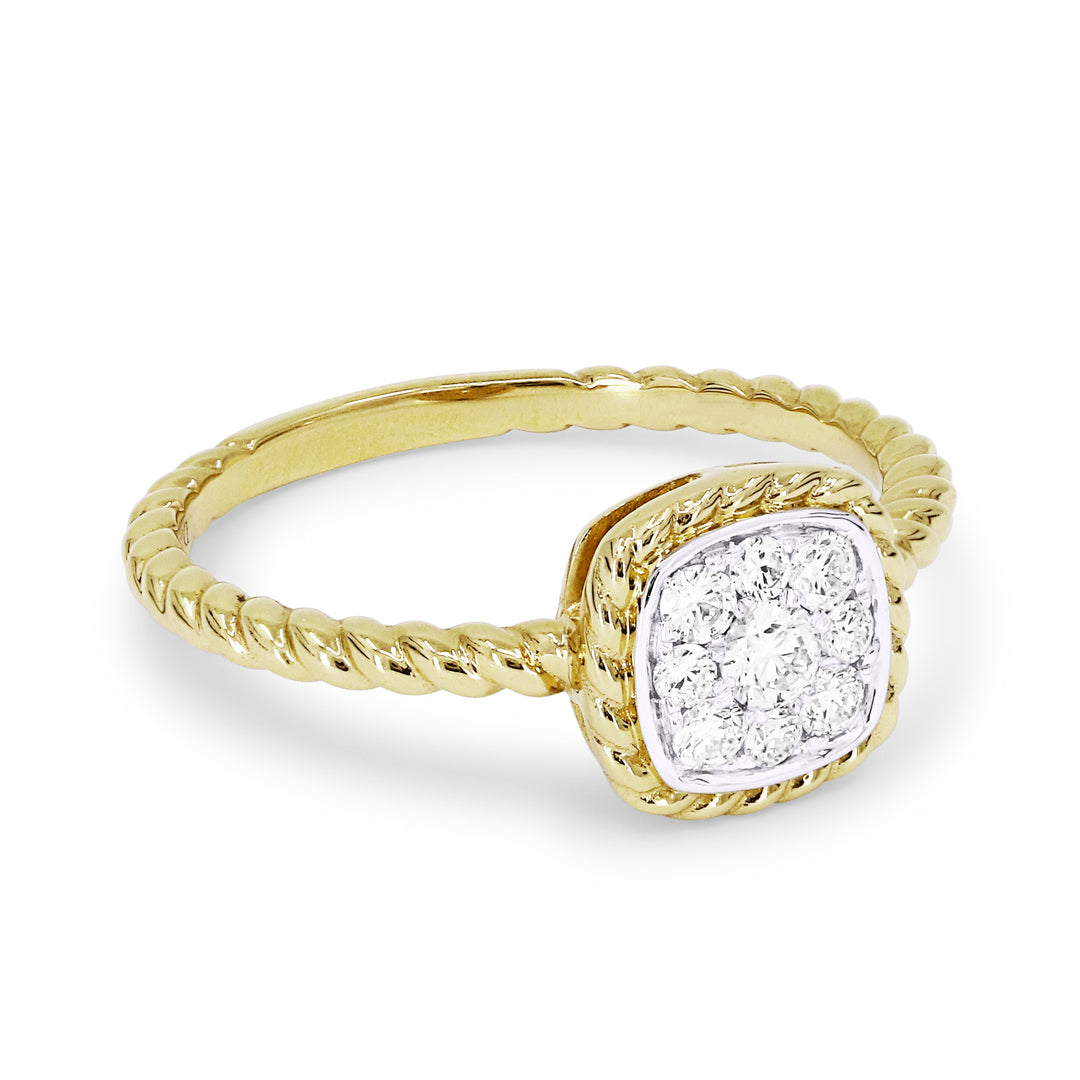 Beautiful Hand Crafted 14K Yellow Gold White Diamond Milano Collection Ring