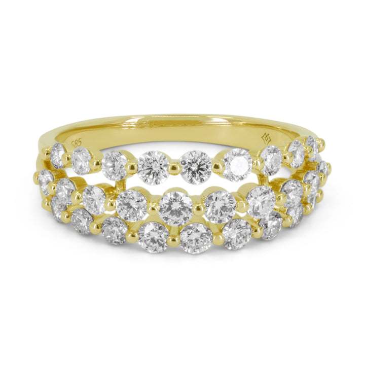 Beautiful Hand Crafted 14K Yellow Gold White Diamond Milano Collection Ring