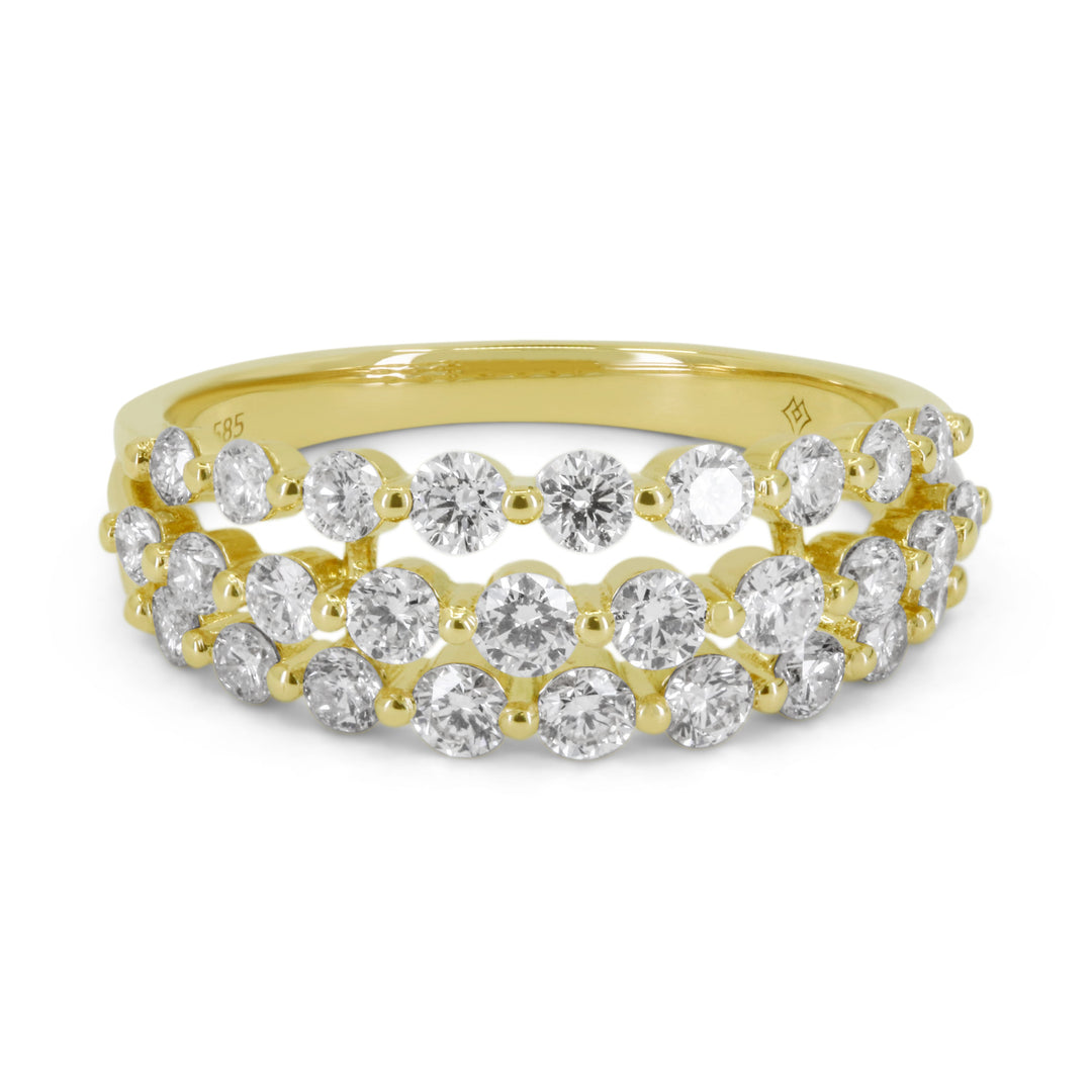 Beautiful Hand Crafted 14K Yellow Gold White Diamond Milano Collection Ring