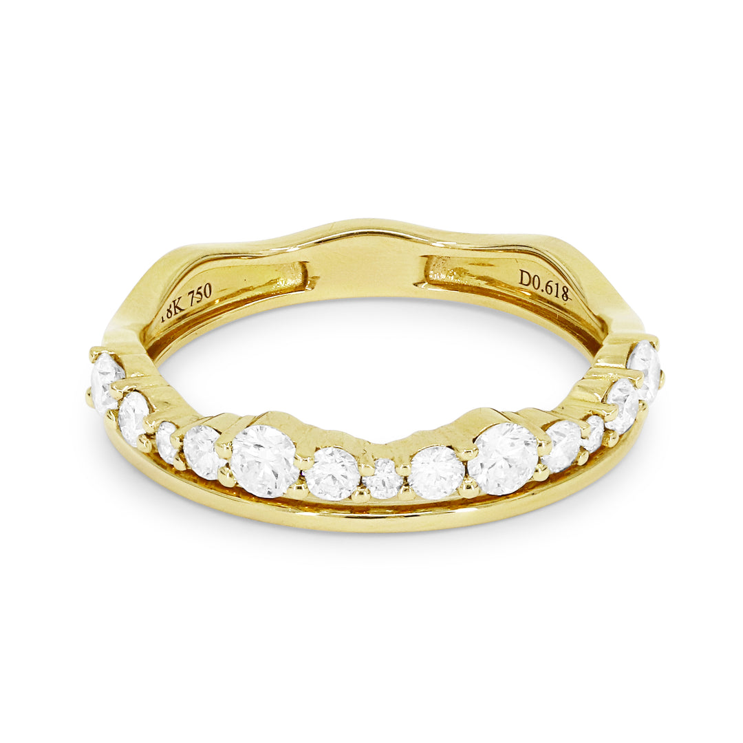 Beautiful Hand Crafted 14K Yellow Gold White Diamond Milano Collection Ring