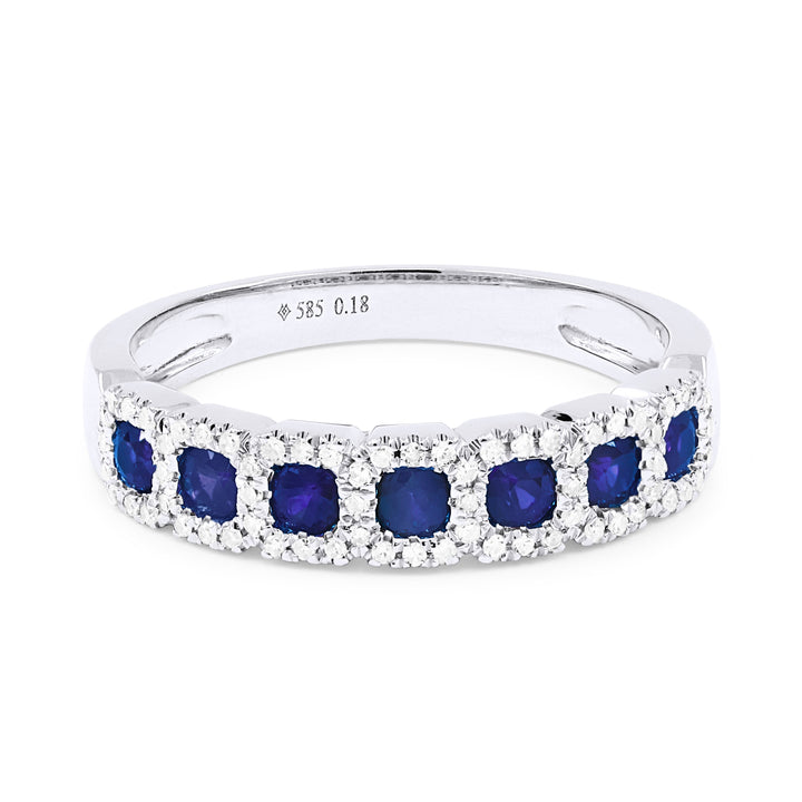 Beautiful Hand Crafted 14K White Gold 3MM Sapphire And Diamond Arianna Collection Ring