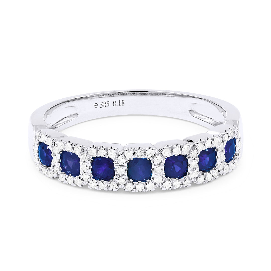 Beautiful Hand Crafted 14K White Gold 3MM Sapphire And Diamond Arianna Collection Ring