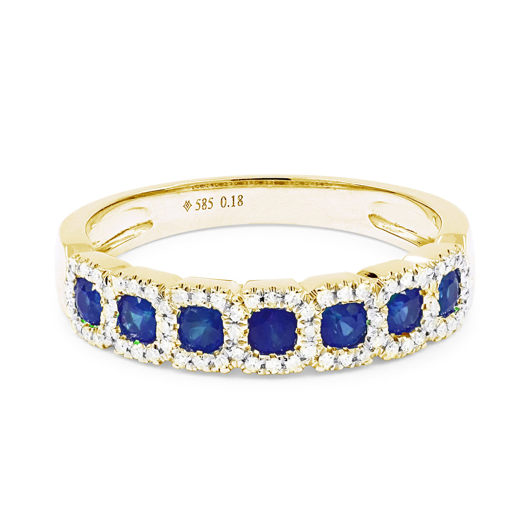 Beautiful Hand Crafted 14K Yellow Gold 3MM Sapphire And Diamond Arianna Collection Ring