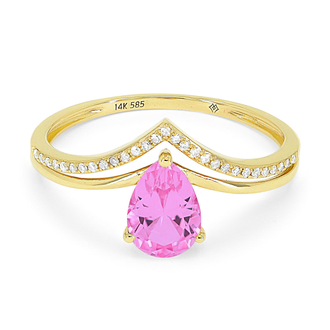 Madison L 14K Yellow Gold Created Pink Sapphire Chevron Ring - style R1484PCY