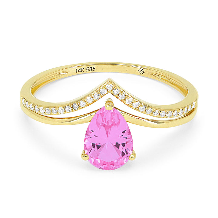 Madison L 14K Yellow Gold Created Pink Sapphire Chevron Ring - style R1484PCY