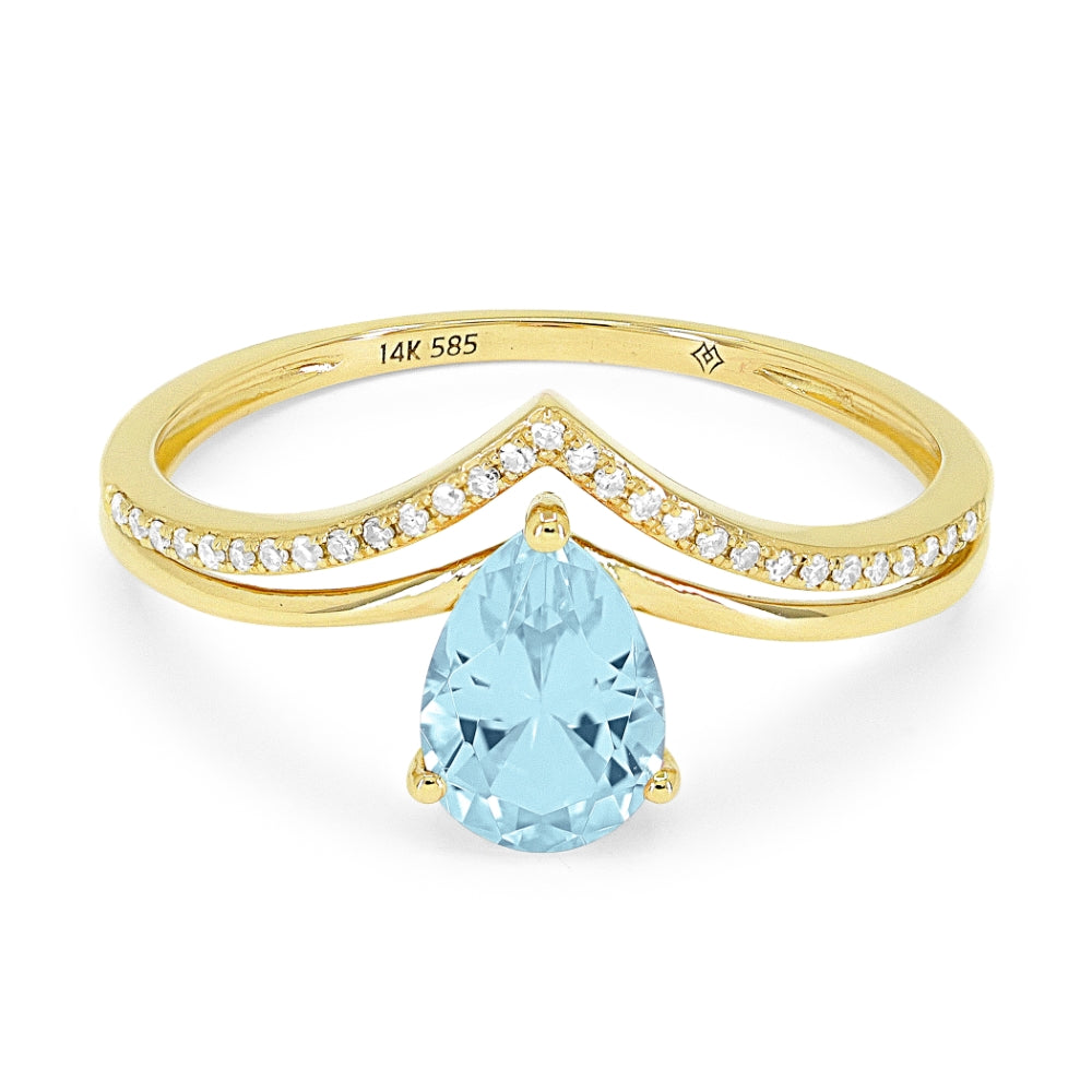Madison L 14K Yellow Gold Swiss Blue Topaz Chevron Ring - style R1484SWBTY