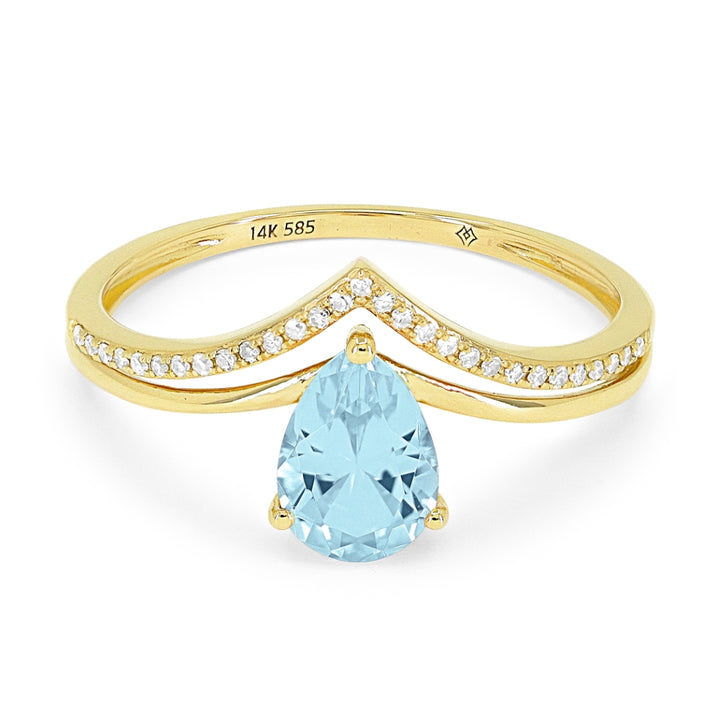 Madison L 14K Yellow Gold Swiss Blue Topaz Chevron Ring - style R1484SWBTY