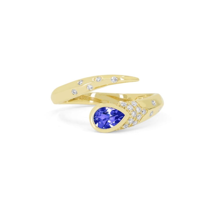 Beautiful Hand Crafted 14K Yellow Gold  Created Sapphire And Diamond Essentials Collection Ring