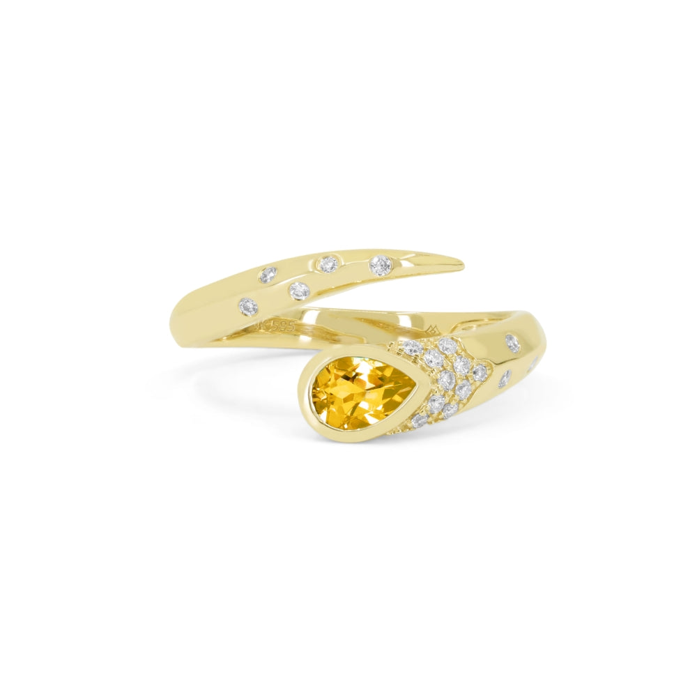 Beautiful Hand Crafted 14K Yellow Gold  Citrine And Diamond Essentials Collection Ring
