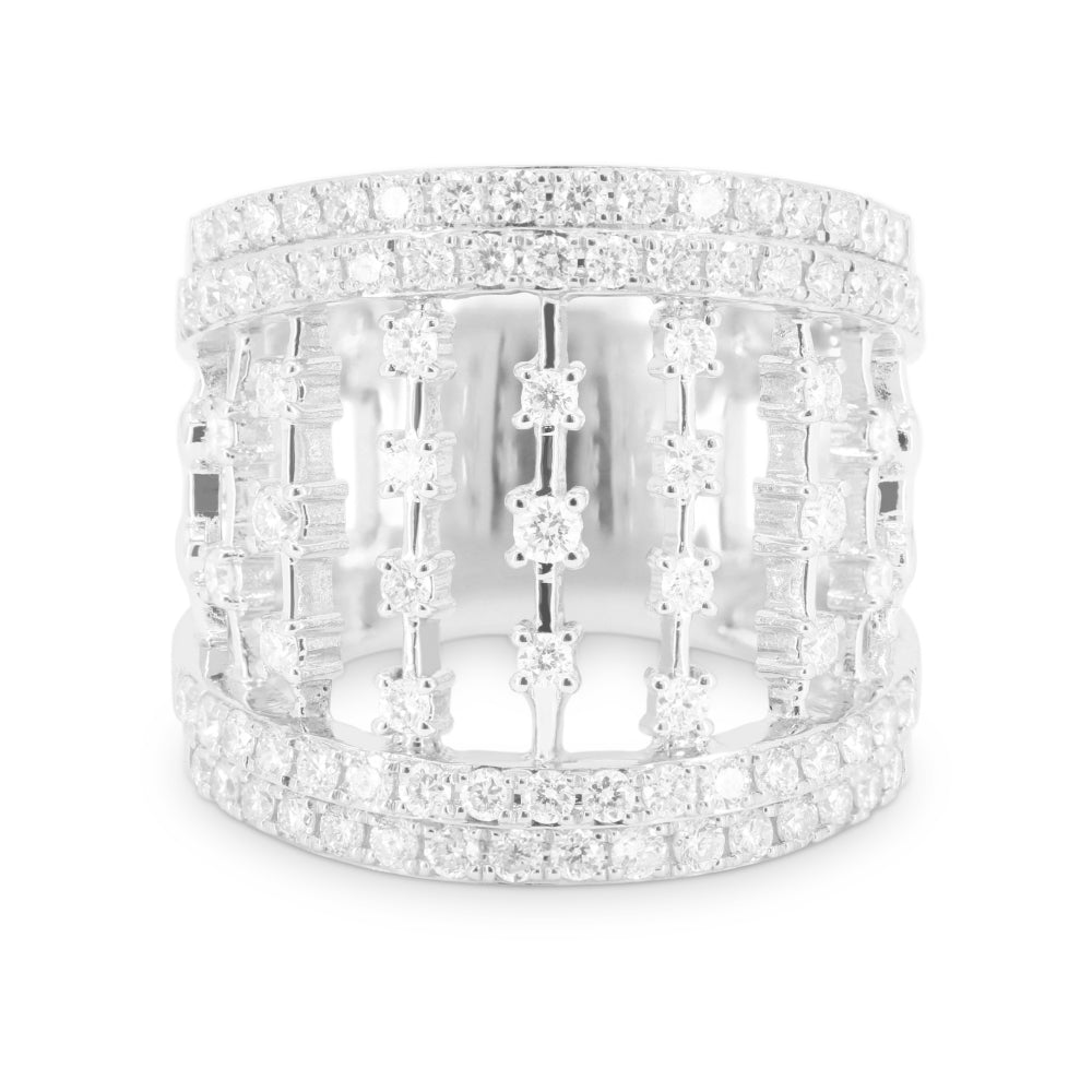 Beautiful Hand Crafted 14K White Gold White Diamond Milano Collection Ring