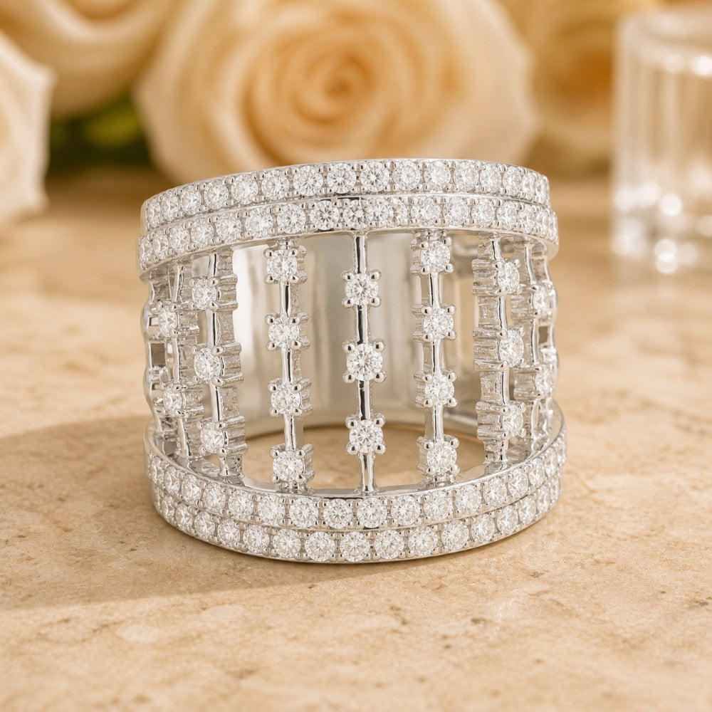 R1492 - 14K White Gold Diamond Cocktail Ring