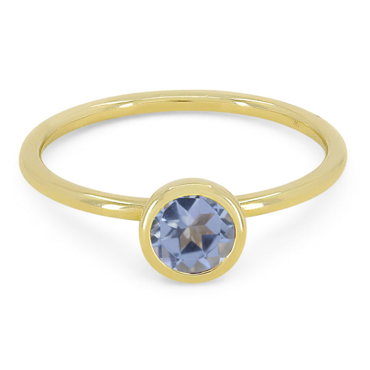 Madison L 14K Yellow Gold Aquamarine Round Ring - style R1497AQY