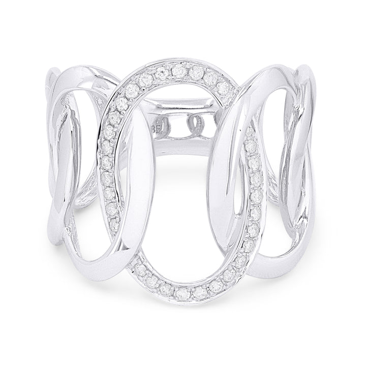 Beautiful Hand Crafted 14K White Gold White Diamond Milano Collection Ring