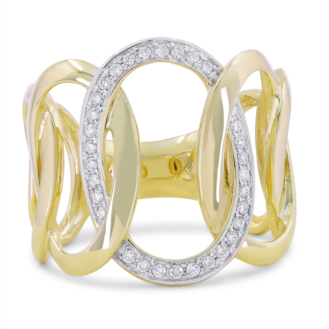Beautiful Hand Crafted 14K Yellow Gold White Diamond Milano Collection Ring