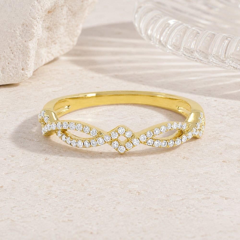 R1508 - 14K Gold Diamond Stackable Ring