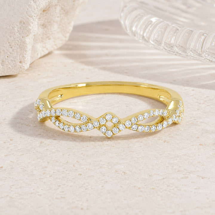 R1508 - 14K Gold Diamond Stackable Ring